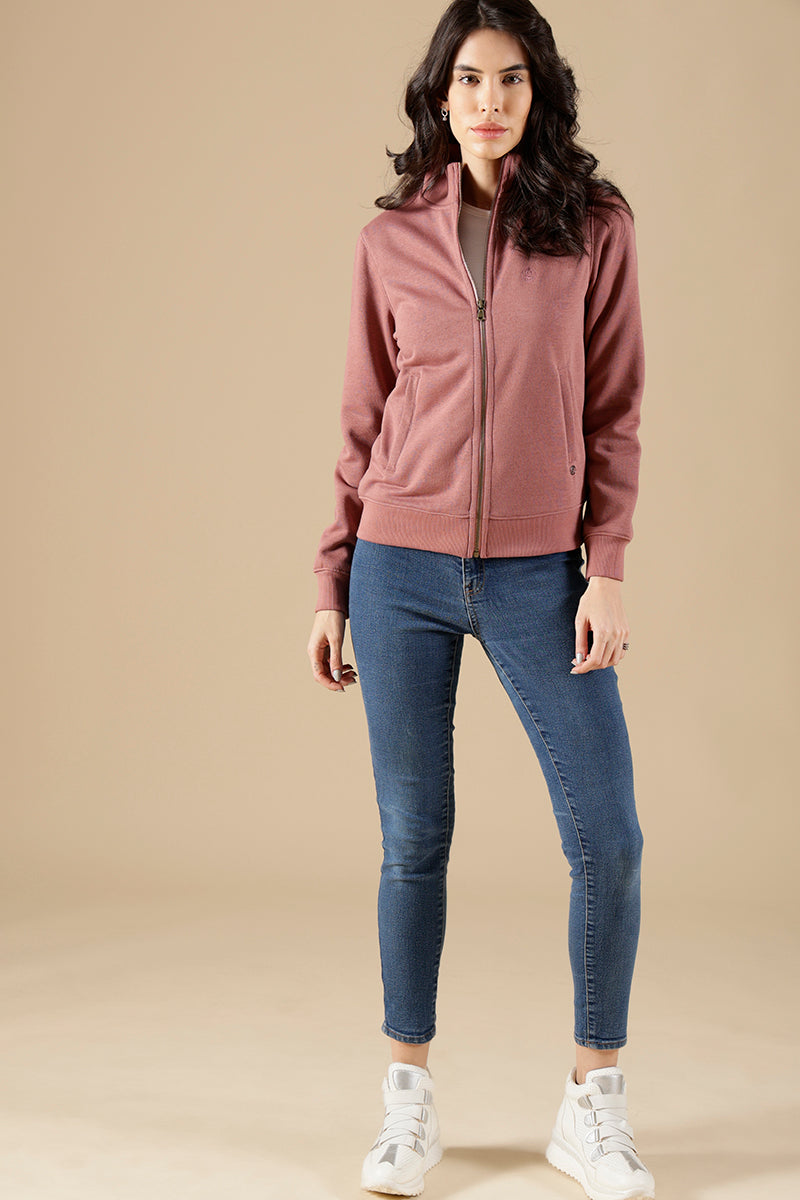 Dusky Pink Regular Fit Cotton Blend Sweatshirt