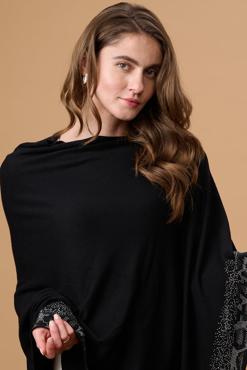 Gipsy Black  Acrylic Poncho