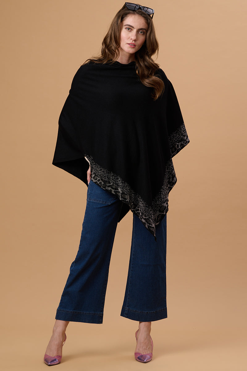 Gipsy Black  Acrylic Poncho