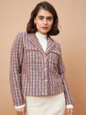 Gipsy Women Lapel Collar Straight Full Sleeve Wool Blend Fabric Fabric Pink Milange Coat