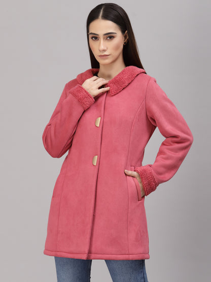 Gipsy Women Peter pan collar long Full Sleeves Polyester Fabric Rose Gold Coat