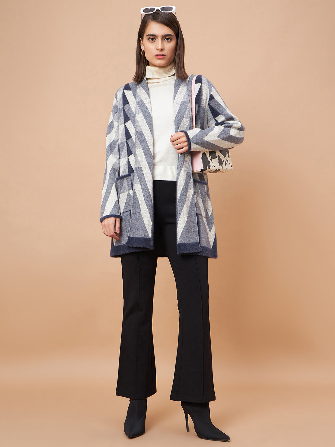 Gipsy Women Shwal Collar Straight Full Sleeve Acrylic Fabric Navy Cape