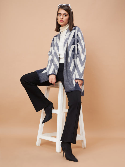Gipsy Women Shwal Collar Straight Full Sleeve Acrylic Fabric Navy Cape