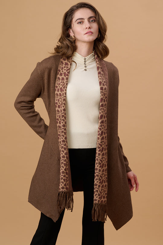 Gipsy Women Shwal Lapel Long Full Sleeves Acrylic Fabric Coffee Cape