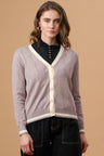 Gipsy Women V-Neck Regular  Full Sleeves Acrylic Fabric Khaki Cardigan