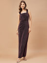 Gipsy Women Onion Pink Solid Polyester Regular Sleeve Square Neck Dress
