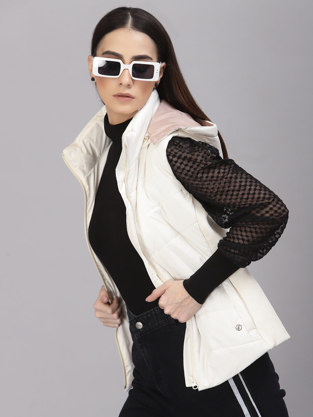 Ivory Regular Fit Winter Jacket for Gipsy Women – Stylish & Cozy Winter Collection