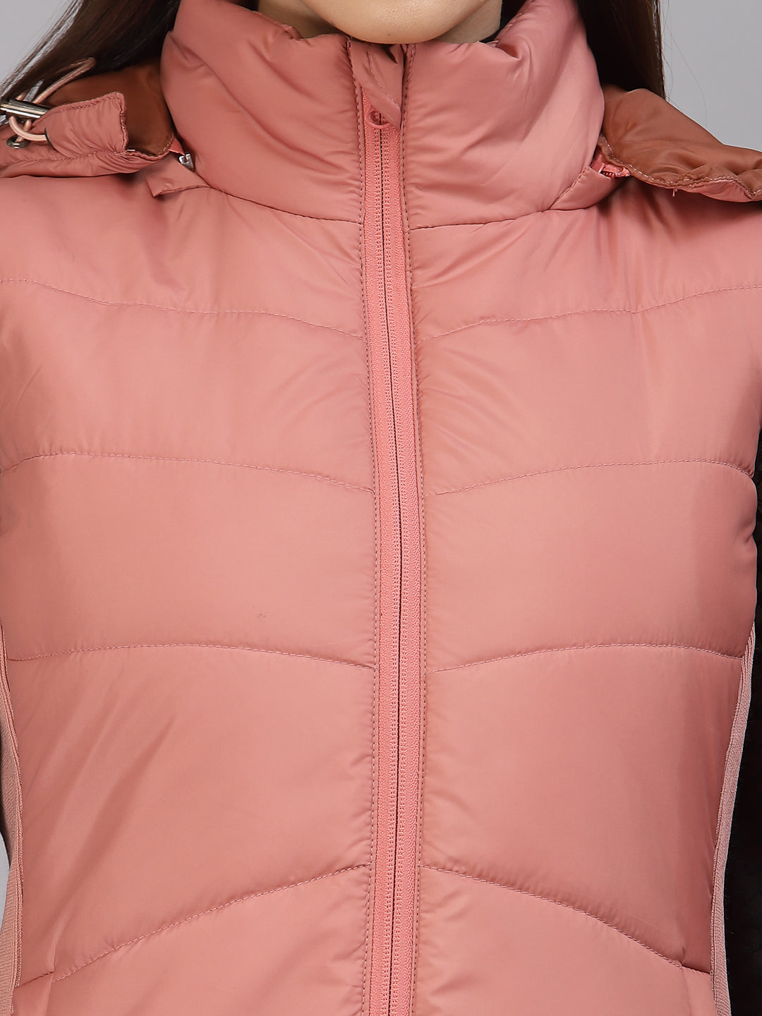 Salmon Pink Half Regular Fit Winter Jacket for Gipsy Women – Stylish & Cozy Winter Collection