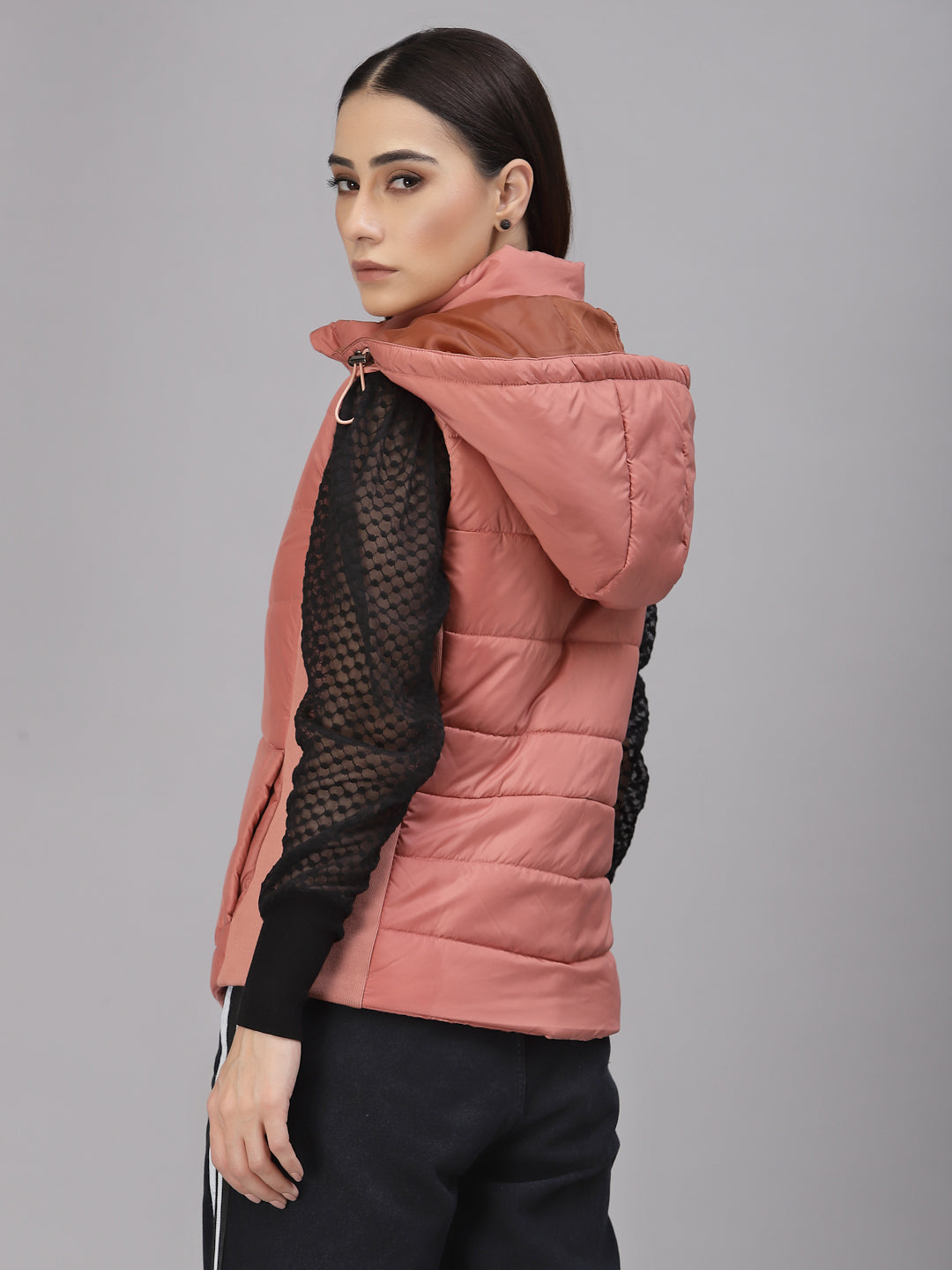 Salmon Pink Half Regular Fit Winter Jacket for Gipsy Women – Stylish & Cozy Winter Collection