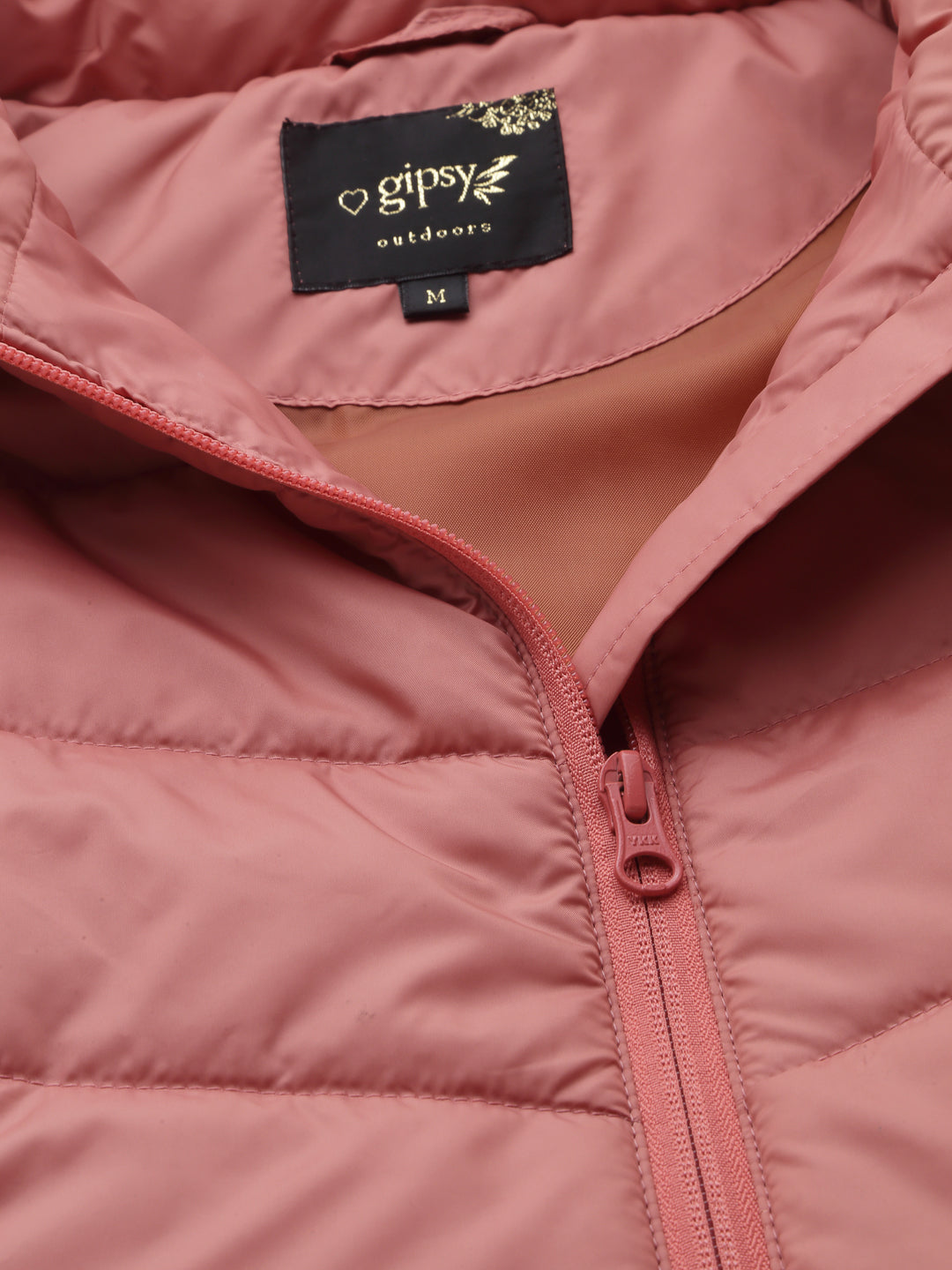 Gipsy Women Mock Collar Regular Sleeveless Polyester Fabric Salmon Pink Jackets