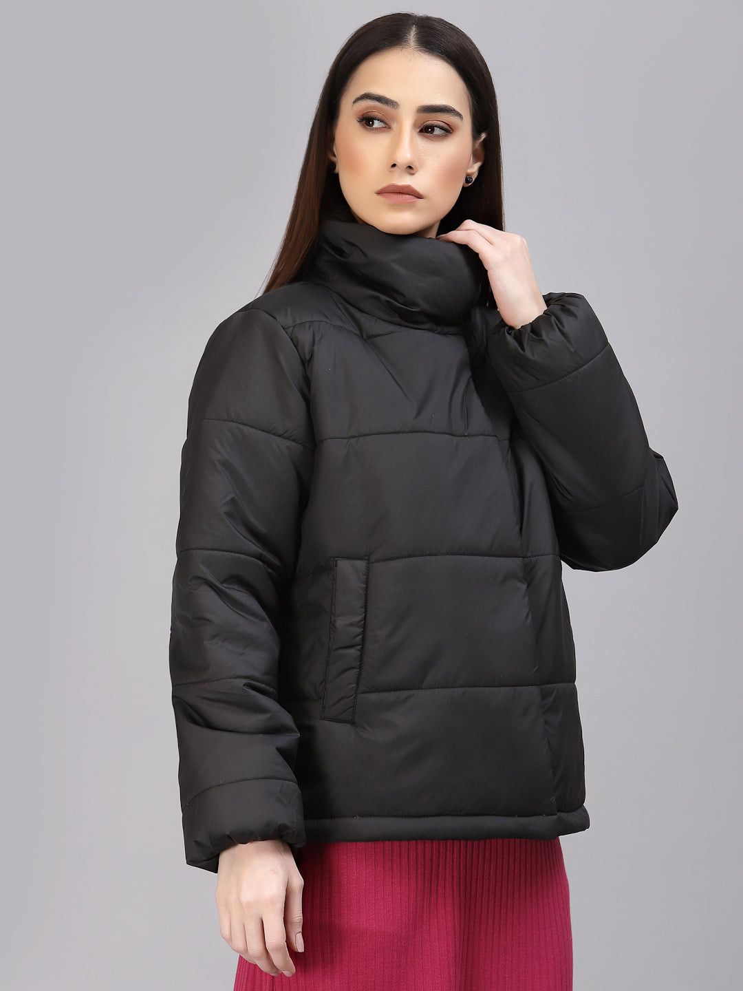 Black Regular Fit Winter Jacket for Gipsy Women – Stylish & Cozy Winter Collection