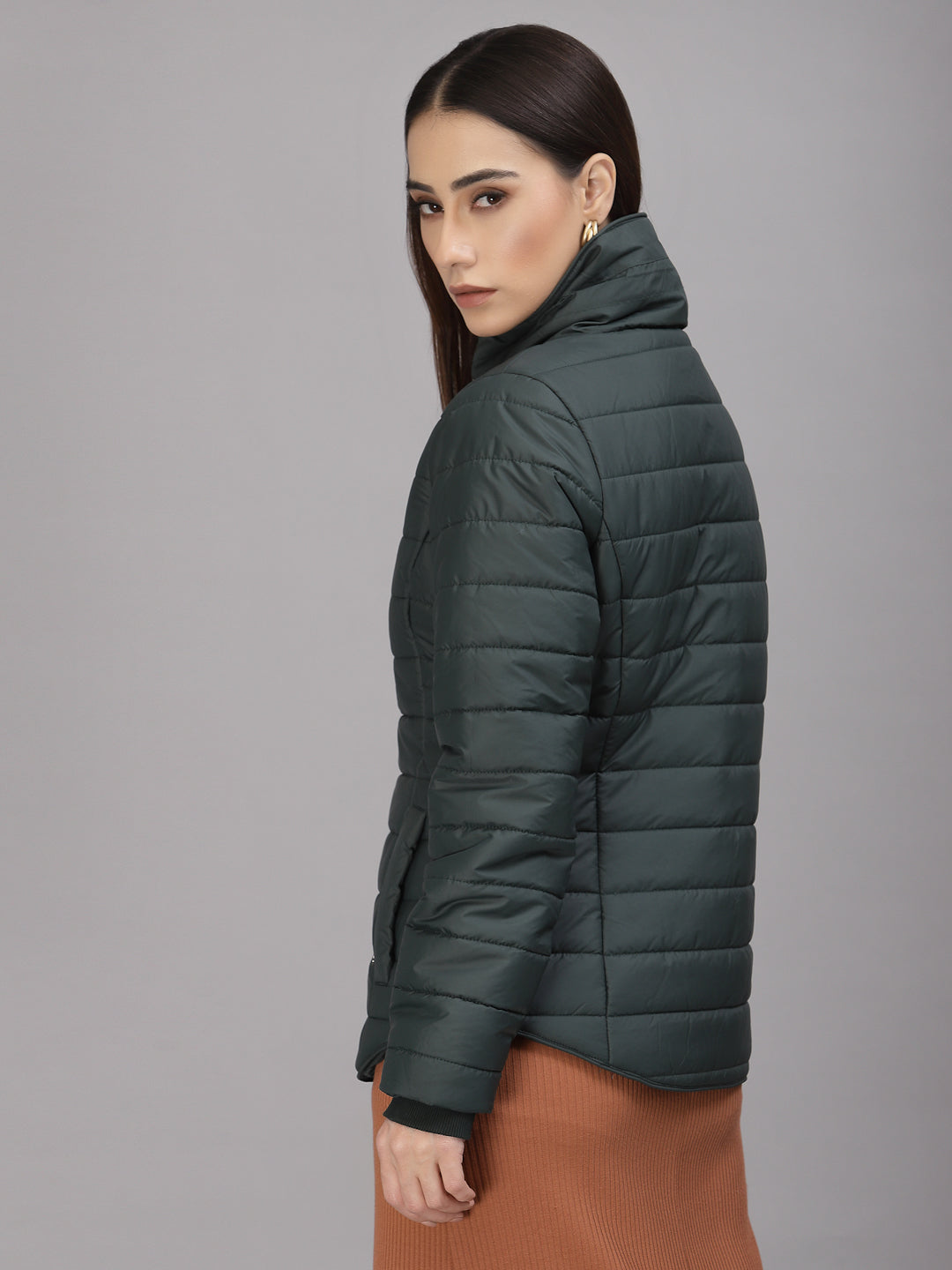 Bottle Green Regular Fit Winter Jacket for Gipsy Women – Stylish & Cozy Winter Collection