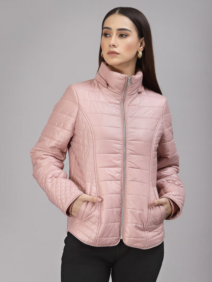 Gipsy Women Hooded Neck Regular Full Sleeves Polyester Fabric Blush Pink Jackets