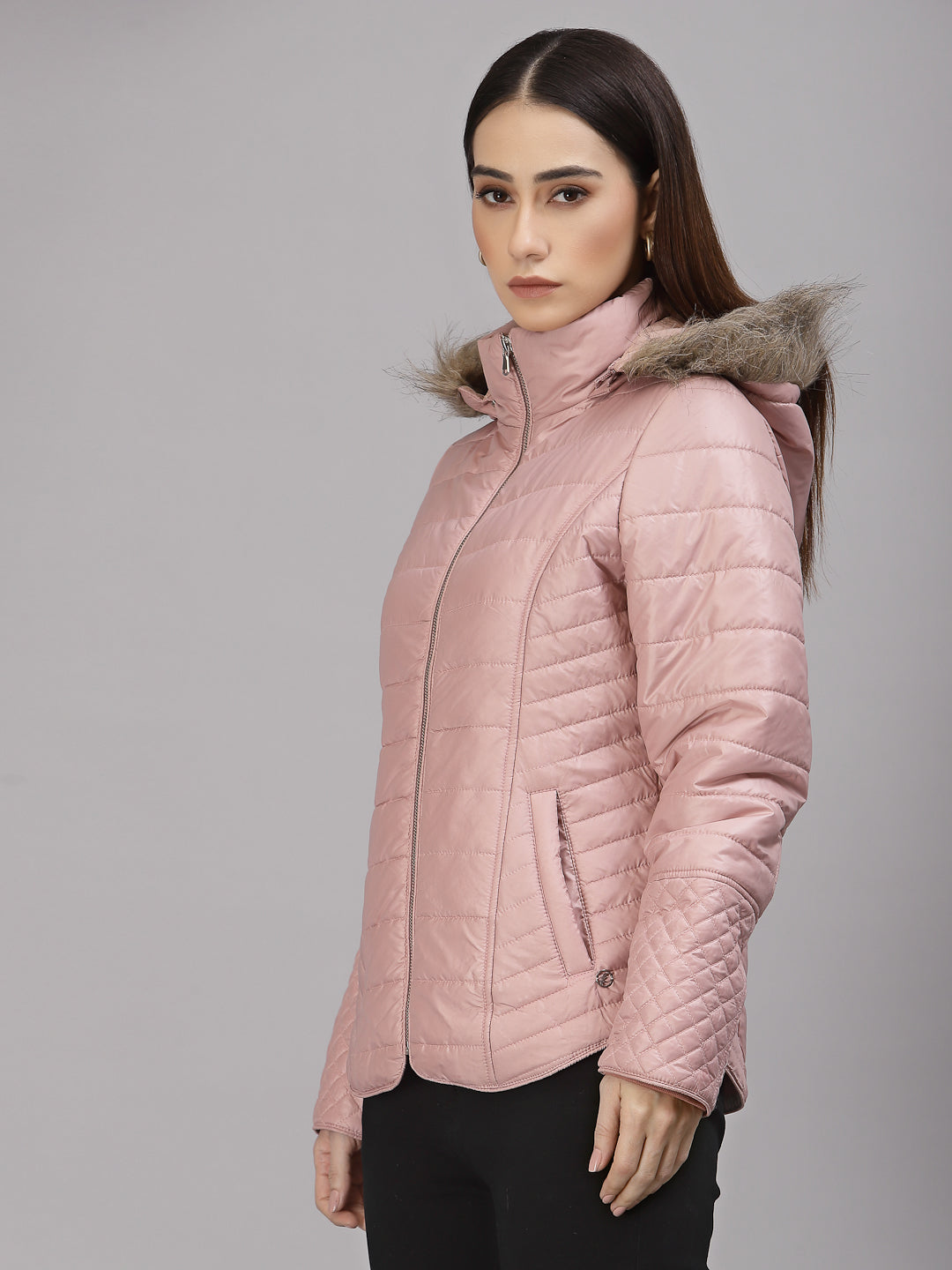 Blush Pink Regular Fit Winter Jacket for Gipsy Women – Stylish & Cozy Winter Collection