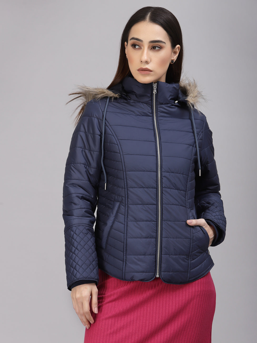 Navy Regular Fit Winter Jacket for Gipsy Women – Stylish & Cozy Winter Collection