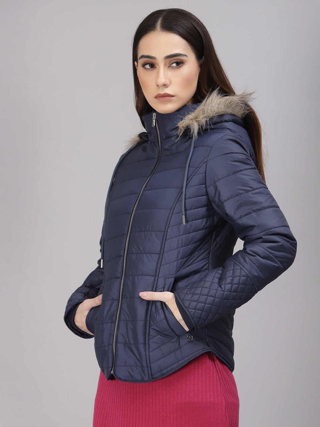 Navy Regular Fit Winter Jacket for Gipsy Women – Stylish & Cozy Winter Collection