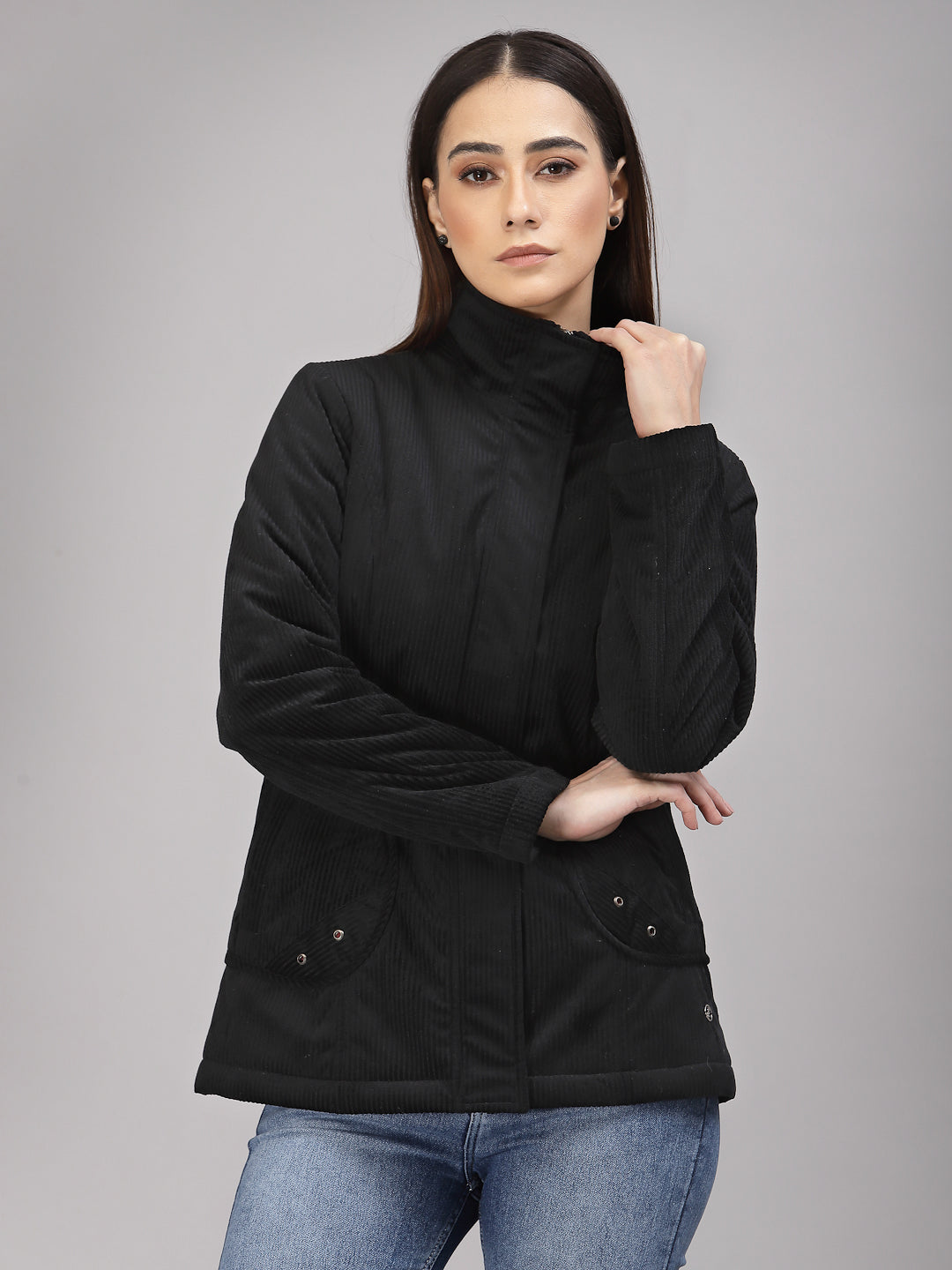 Black Regular Fit Winter Jacket for Gipsy Women – Stylish & Cozy Winter Collection