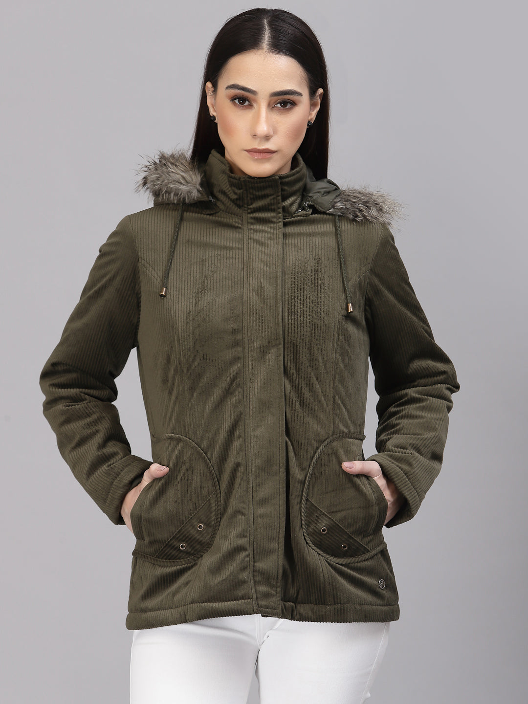 Olive Regular Fit Winter Jacket for Gipsy Women – Stylish & Cozy Winter Collection