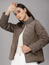 Gipsy Women Mock Collar Regular Full Sleeves Polyester Fabric Copper Jackets