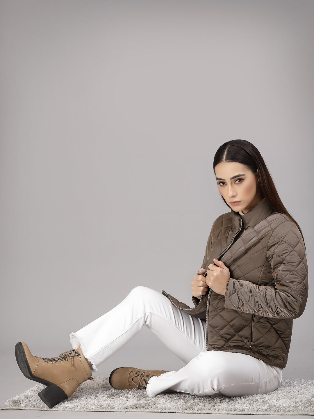 Gipsy Women Mock Collar Regular Full Sleeves Polyester Fabric Copper Jackets