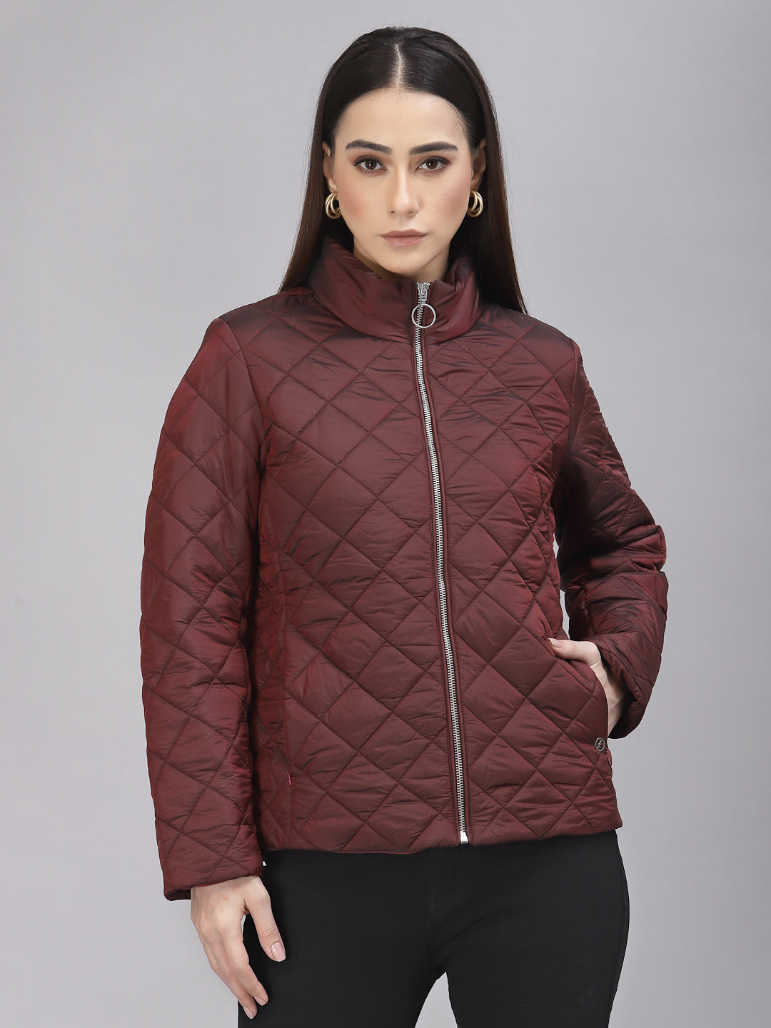 Wine Regular Fit Winter Jacket for Gipsy Women – Stylish & Cozy Winter Collection