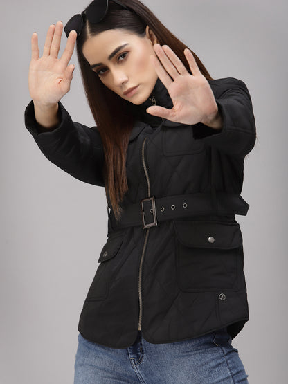 Black Regular Fit Winter Jacket for Gipsy Women – Stylish & Cozy Winter Collection