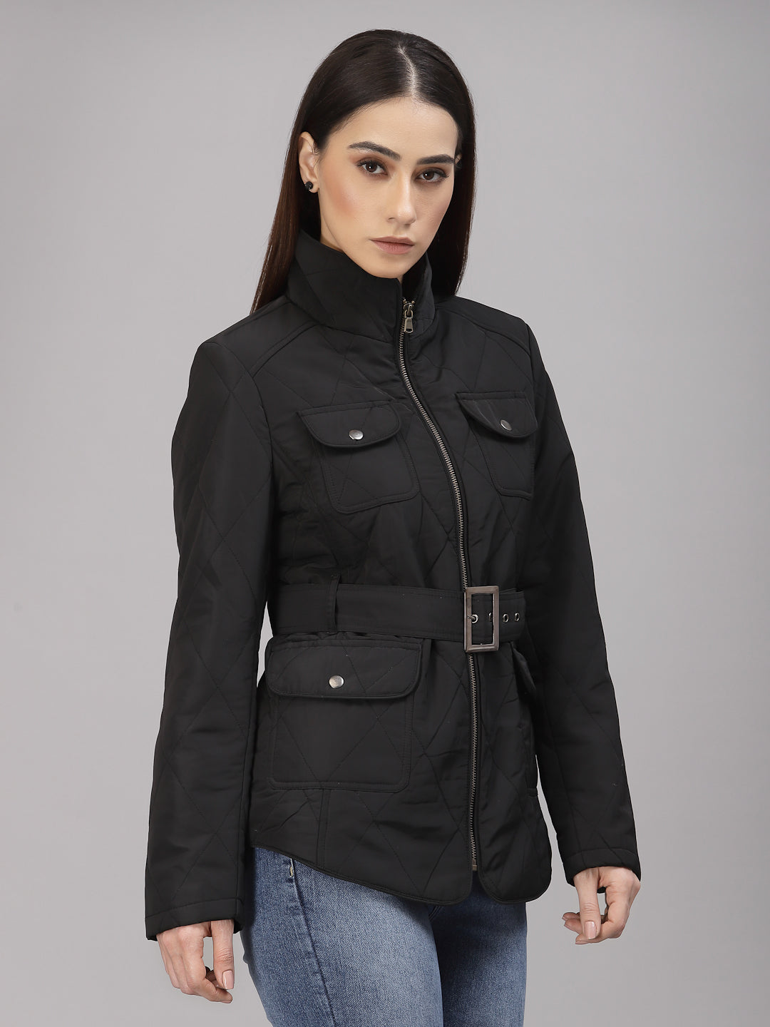 Black Regular Fit Winter Jacket for Gipsy Women – Stylish & Cozy Winter Collection