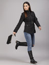 Gipsy Women Mock Collar Regular Full Sleeves Polyester Fabric Black Jackets
