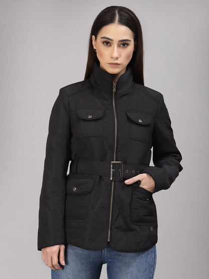 Gipsy Black High Neck Zipper Jacket