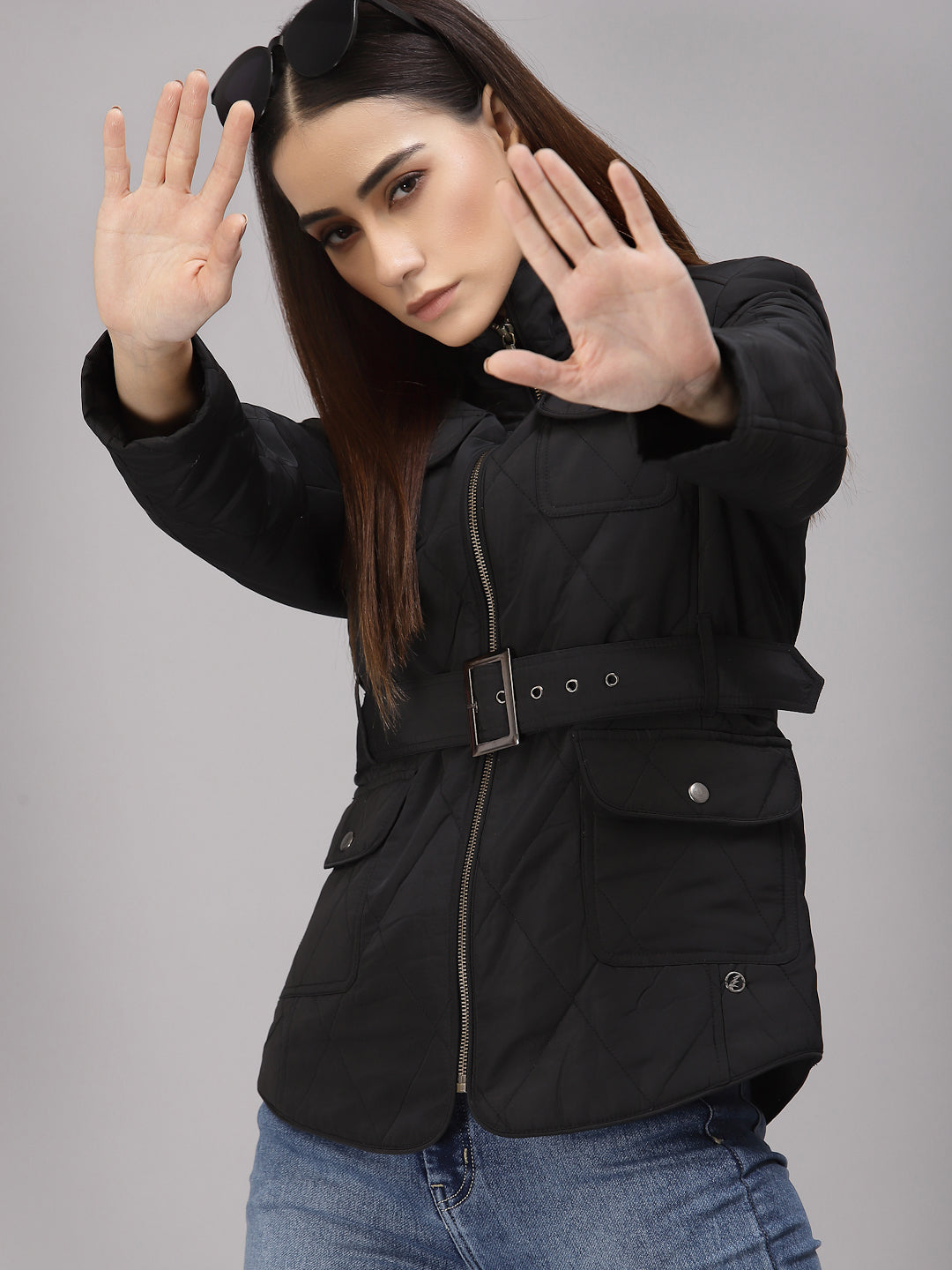 Gipsy Black High Neck Zipper Jacket