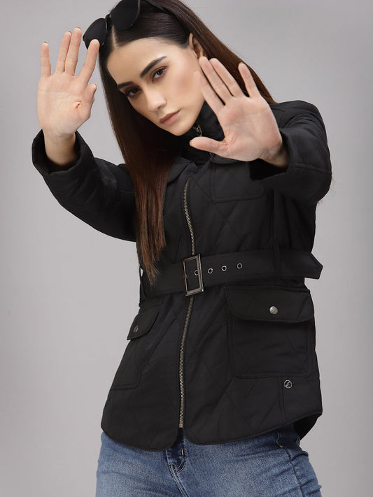 Gipsy Black High Neck Zipper Jacket