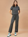Gipsy Women Olive Solid Poly Knit Regular Sleeve Collar Neck Co-Ord Sets