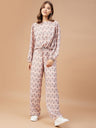 Gipsy Women Pink Print Georgette Regular Sleeve Round Neck Co-Ord Sets