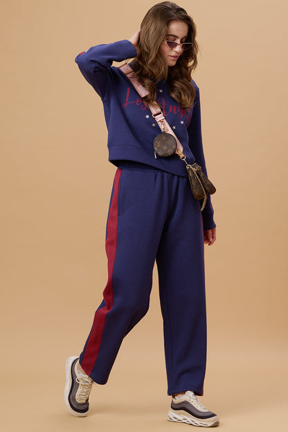 Gipsy Women Hooded Neck Regular Full Sleeves Cotton/Poly Fabric Lazuli Blue Co-Ord Sets