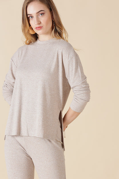 Beige 2-Piece co-ord Regular Fit Winter Set for Gipsy Women – Stylish & Cozy Winter Collection
