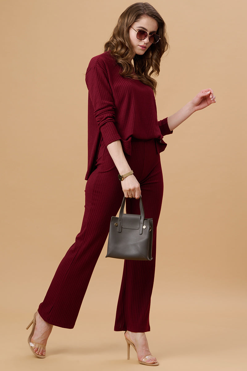 Wine 2-Piece co-ord Regular Fit Winter Set for Gipsy Women – Stylish & Cozy Winter Collection