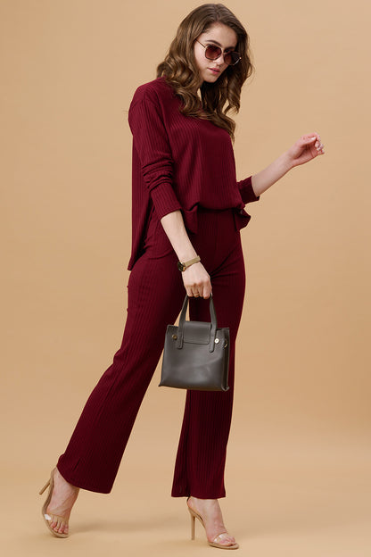 Wine 2-Piece co-ord Regular Fit Winter Set for Gipsy Women – Stylish & Cozy Winter Collection