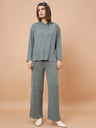Gipsy Women Hoodie Neck Straight Full Sleeve Poly Knit Fabric Olive Co-Ord Sets