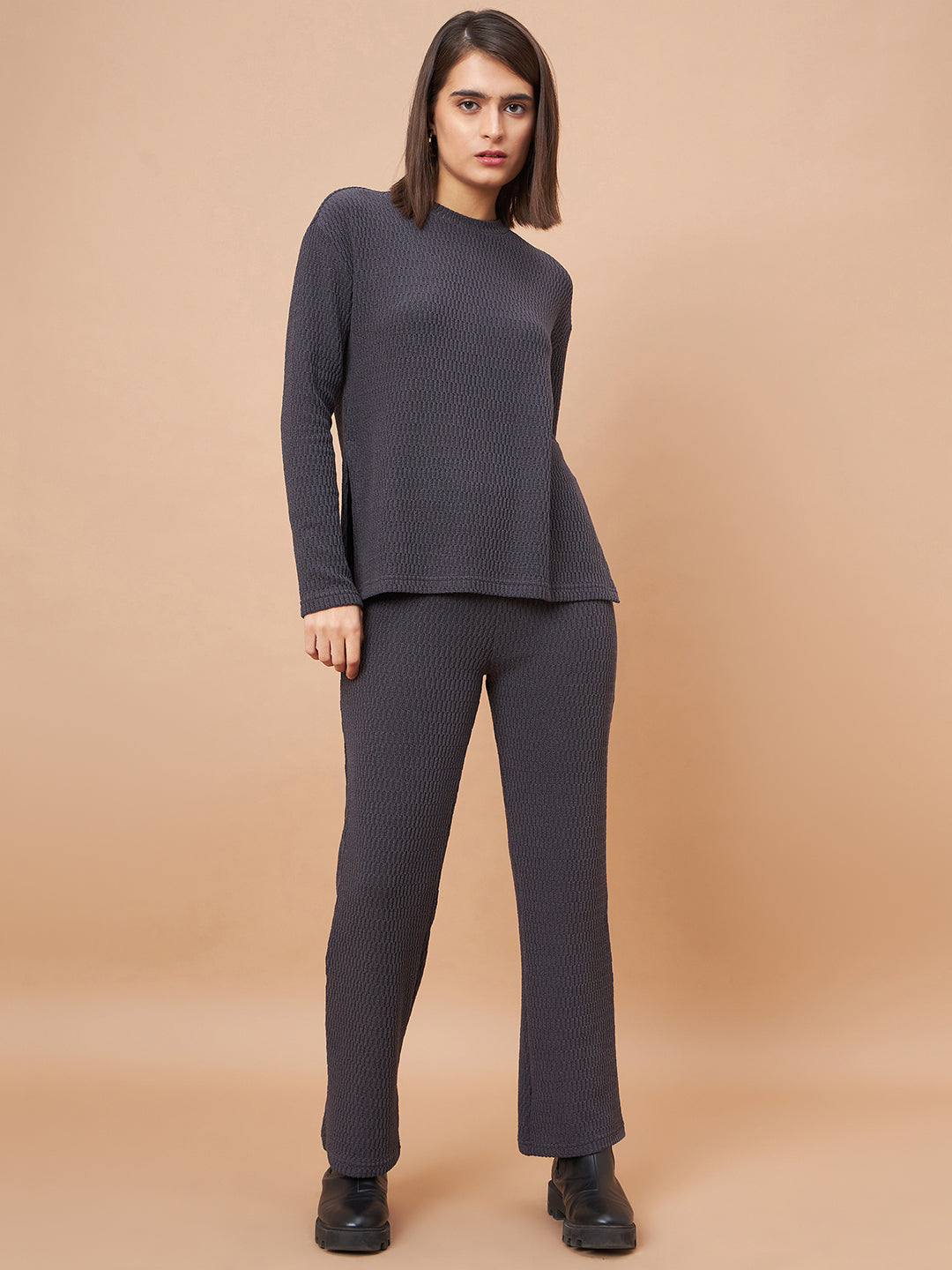 Dark Grey 2-Piece Co-Ord Regular Fit Winter Set For Gipsy Women   Stylish & Cozy Winter Collection