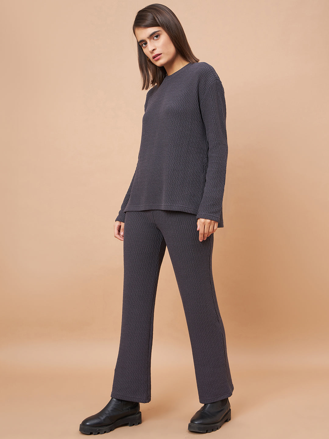 Dark Grey 2-Piece Co-Ord Regular Fit Winter Set For Gipsy Women   Stylish & Cozy Winter Collection