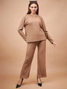 Gipsy Women Round Neck Straight Full Sleeve Polyester Fabric Beige Co-Ord Sets