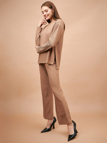 Beige 2-Piece Co-Ord Regular Fit Winter Set For Gipsy Women   Stylish & Cozy Winter Collection