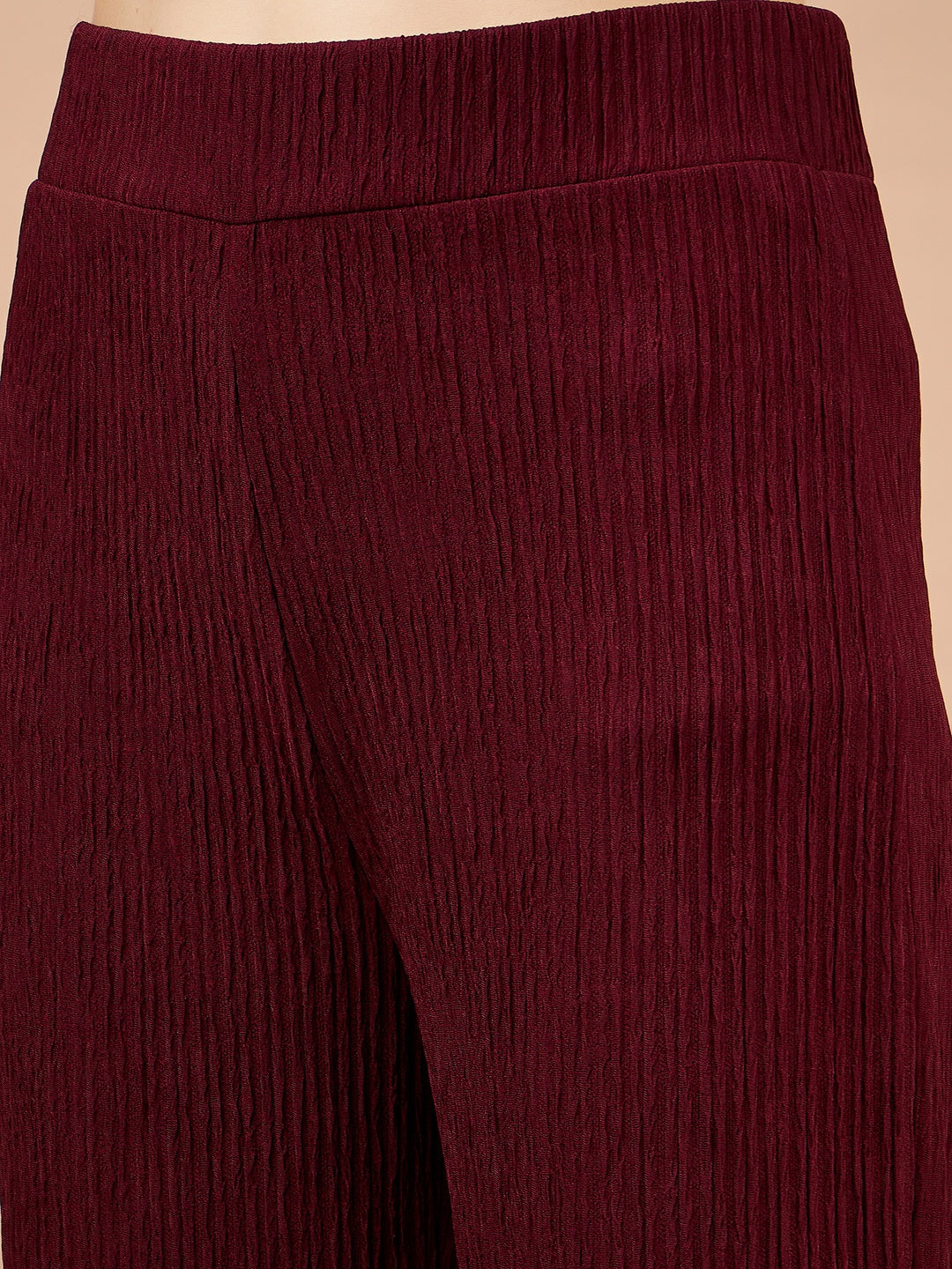 Gipsy Women Round Neck Straight Full Sleeve Polyester Fabric Maroon Co-Ord Set