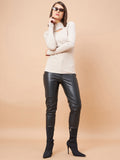 Gipsy Women Crew Neck Straight Full Sleeve Acrylic Fabric Khaki Sweaters