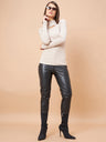 Gipsy Women Crew Neck Straight Full Sleeve Acrylic Fabric Khaki Sweaters