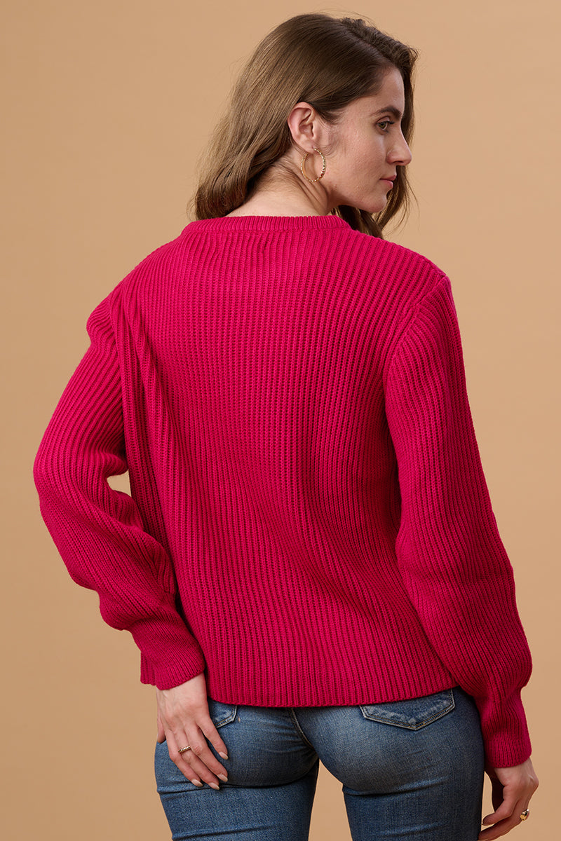 Magenta Regular Fit Sweater for Gipsy Women – Stylish & Cozy Winter Collection