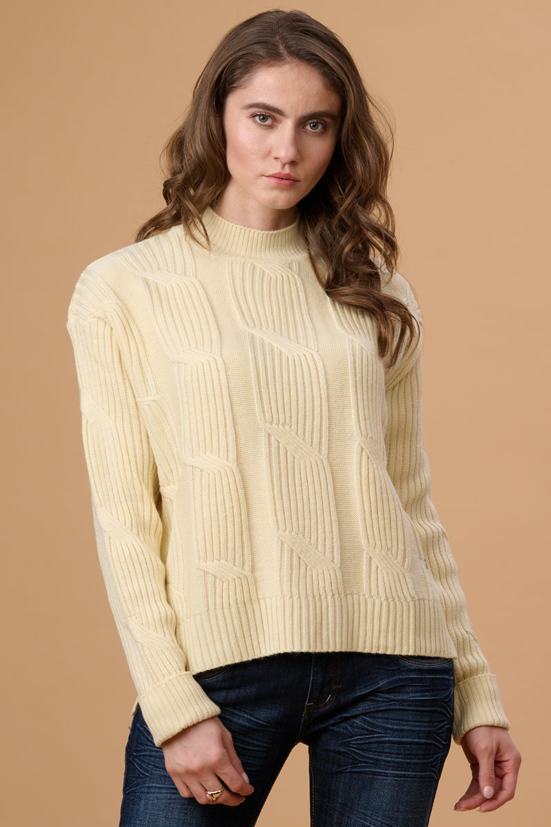 Off White Regular Fit Sweater for Gipsy Women – Stylish & Cozy Winter Collection