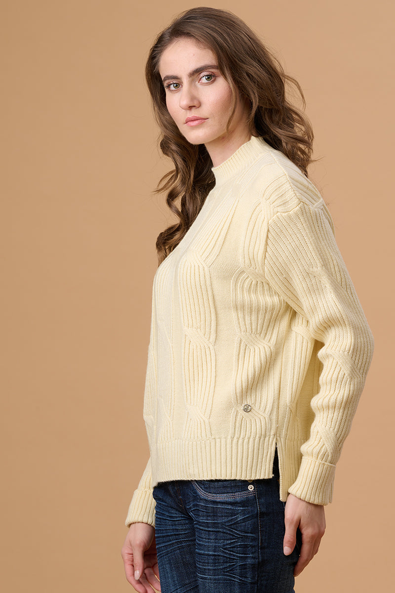 Off White Regular Fit Sweater for Gipsy Women – Stylish & Cozy Winter Collection