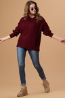 Gipsy Women V-Neck Regular  Full Sleeves Acrylic Fabric Wine Sweaters