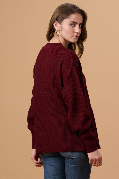 Wine Regular Fit Sweater for Gipsy Women – Stylish & Cozy Winter Collection